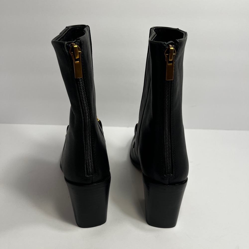 NWOT Zac Posen Metal Bit Leather Equestrian Square Toe Ankle Zipper Boot SZ 6.5 - Picture 4 of 9